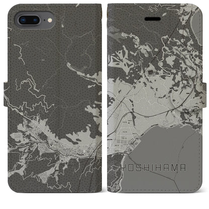 【吉浜（神奈川県）】地図柄iPhoneケース（手帳タイプ）モノトーン・iPhone 8Plus /7Plus / 6sPlus / 6Plus 用