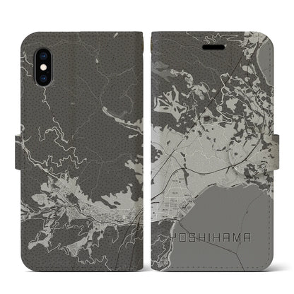 【吉浜（神奈川県）】地図柄iPhoneケース（手帳タイプ）モノトーン・iPhone XS / X 用