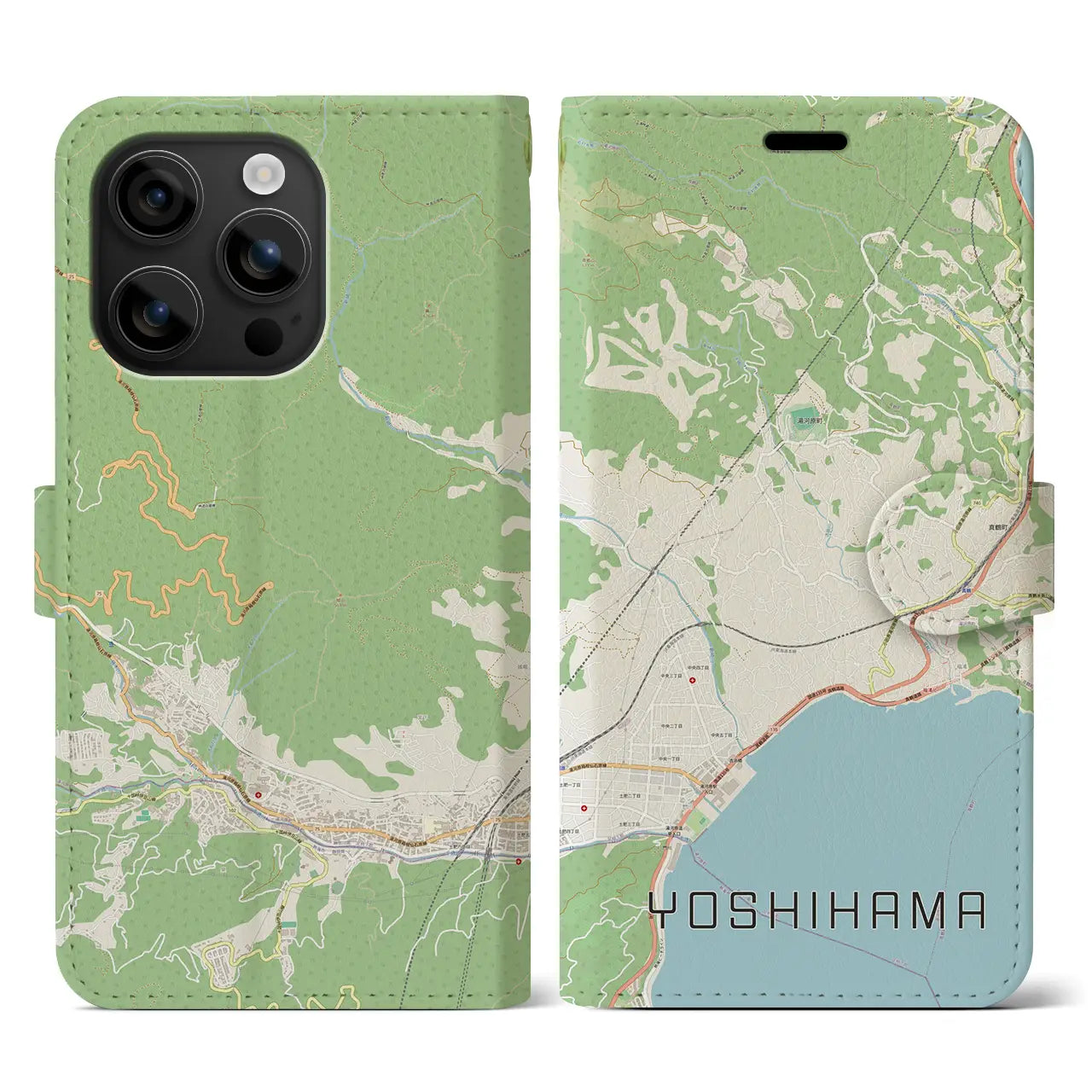 【吉浜（神奈川県）】地図柄iPhoneケース（手帳タイプ）ナチュラル・iPhone 16 用