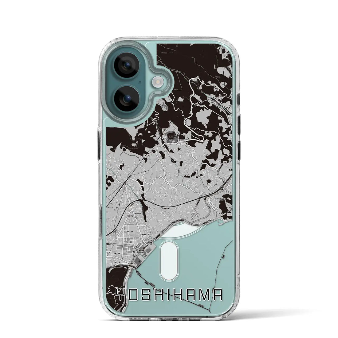 【吉浜(神奈川県)】地図柄iPhoneケース(MagSafeタイプ)モノトーン・iPhone 16 Pro 用