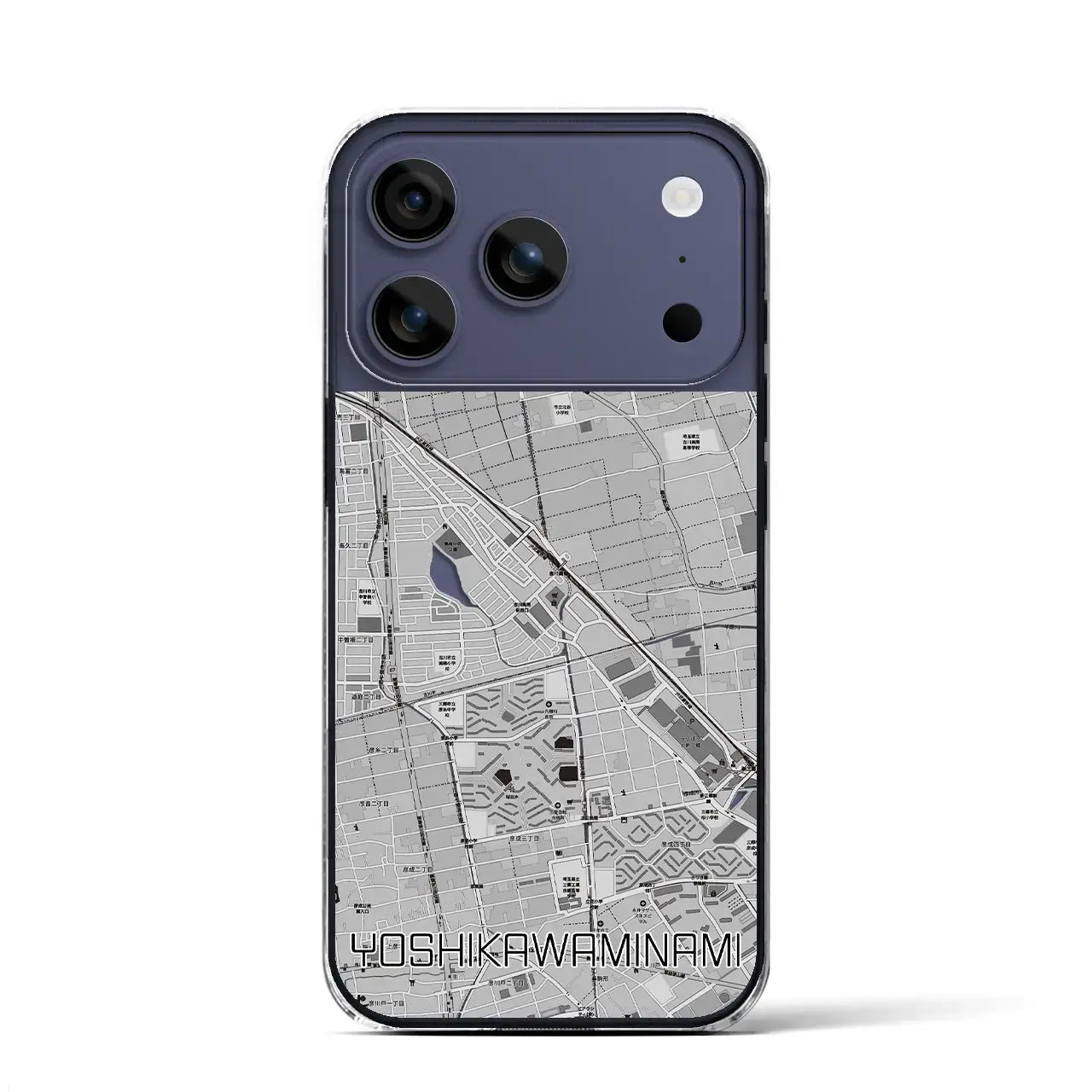 【吉川美南（埼玉県）】地図柄iPhoneケース（クリアタイプ）モノトーン・iPhone 17 Pro Max 用