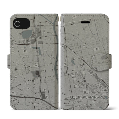 【吉川美南（埼玉県）】地図柄iPhoneケース（手帳タイプ）モノトーン・iPhone SE（第3 / 第2世代） / 8 / 7 / 6s / 6 用