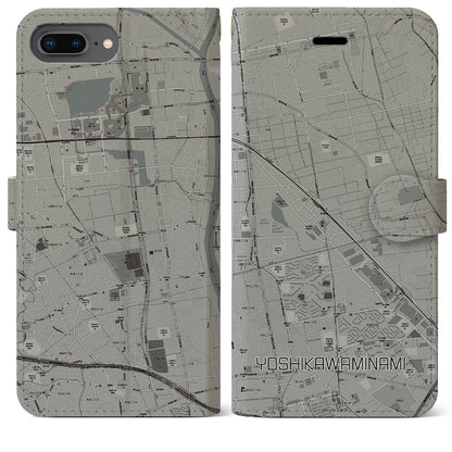 【吉川美南（埼玉県）】地図柄iPhoneケース（手帳タイプ）モノトーン・iPhone 8Plus /7Plus / 6sPlus / 6Plus 用