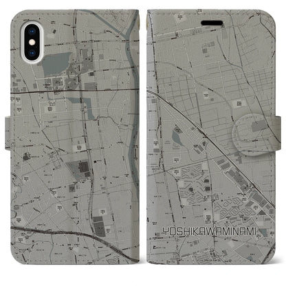 【吉川美南（埼玉県）】地図柄iPhoneケース（手帳タイプ）モノトーン・iPhone XS Max 用