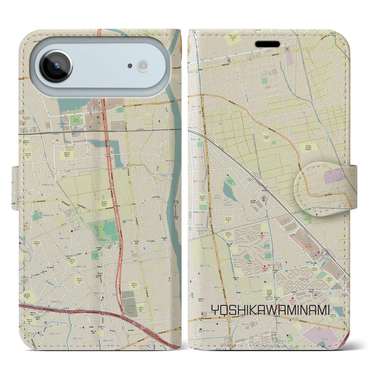 【吉川美南（埼玉県）】地図柄iPhoneケース（手帳タイプ）