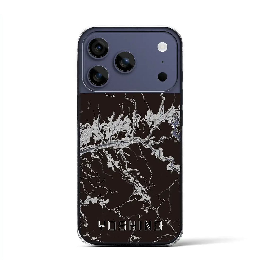 【吉野(奈良県)】地図柄iPhoneケース(クリアタイプ)モノトーン・iPhone 17 Pro Max 用