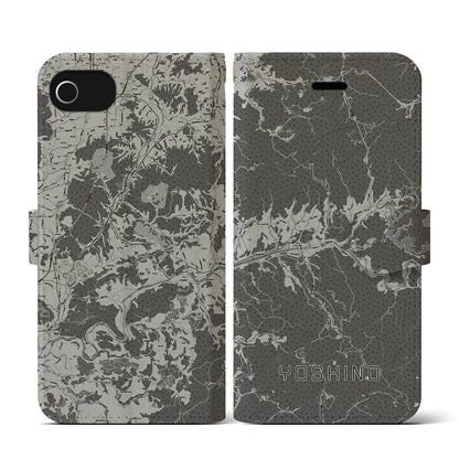 【吉野（奈良県）】地図柄iPhoneケース（手帳タイプ）モノトーン・iPhone SE（第3 / 第2世代） / 8 / 7 / 6s / 6 用
