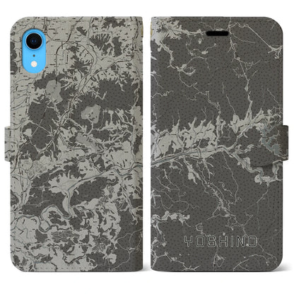 【吉野（奈良県）】地図柄iPhoneケース（手帳タイプ）モノトーン・iPhone XR 用