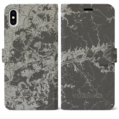 【吉野（奈良県）】地図柄iPhoneケース（手帳タイプ）モノトーン・iPhone XS Max 用