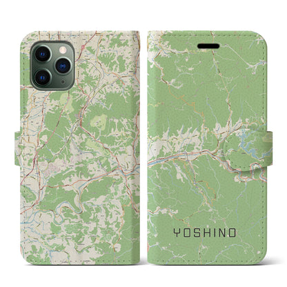 【吉野（奈良県）】地図柄iPhoneケース（手帳タイプ）ナチュラル・iPhone 11 Pro 用