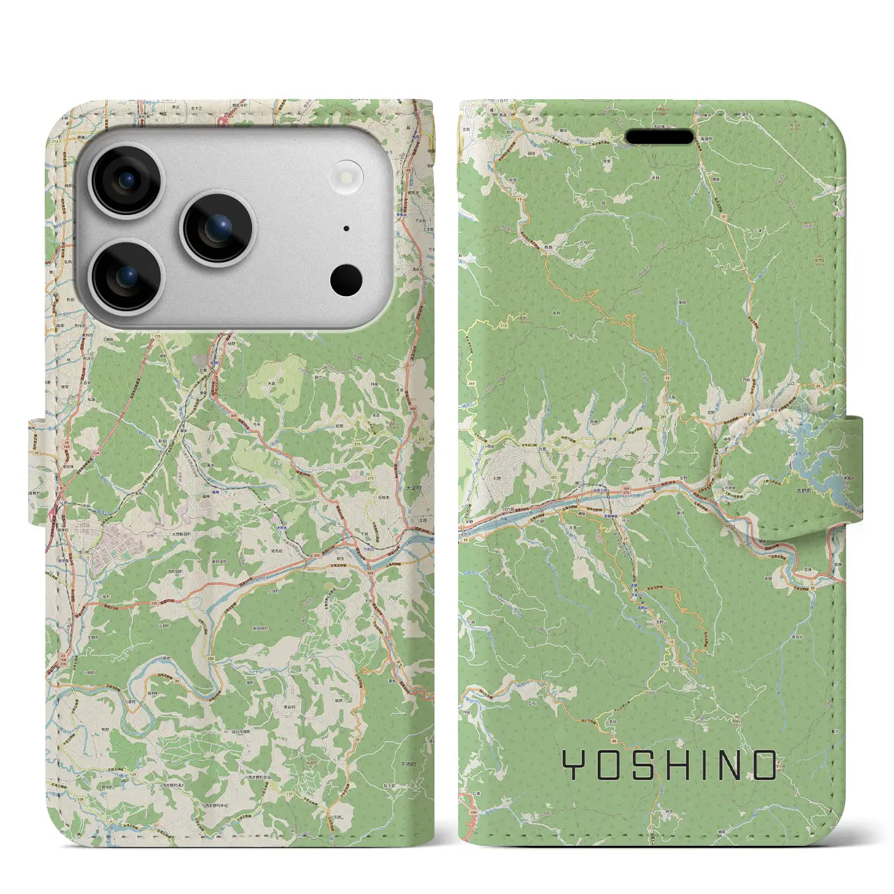 【吉野（奈良県）】地図柄iPhoneケース（手帳タイプ）