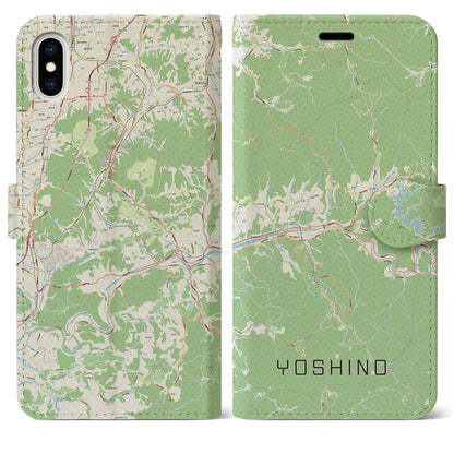 【吉野（奈良県）】地図柄iPhoneケース（手帳タイプ）ナチュラル・iPhone XS Max 用