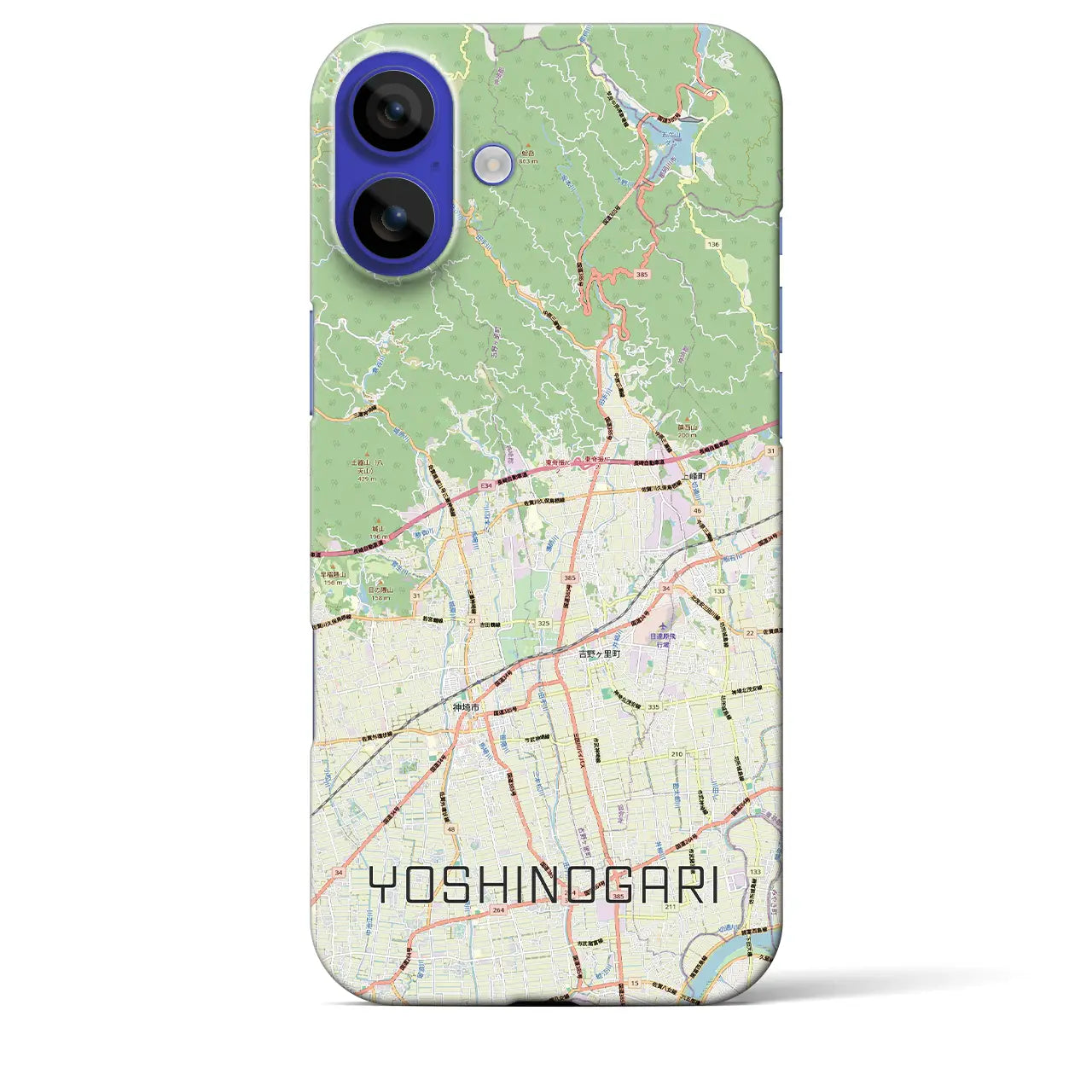 【吉野ヶ里（佐賀県）】地図柄iPhoneケース（バックカバータイプ）ブラック・iPhone 16 Pro Max 用