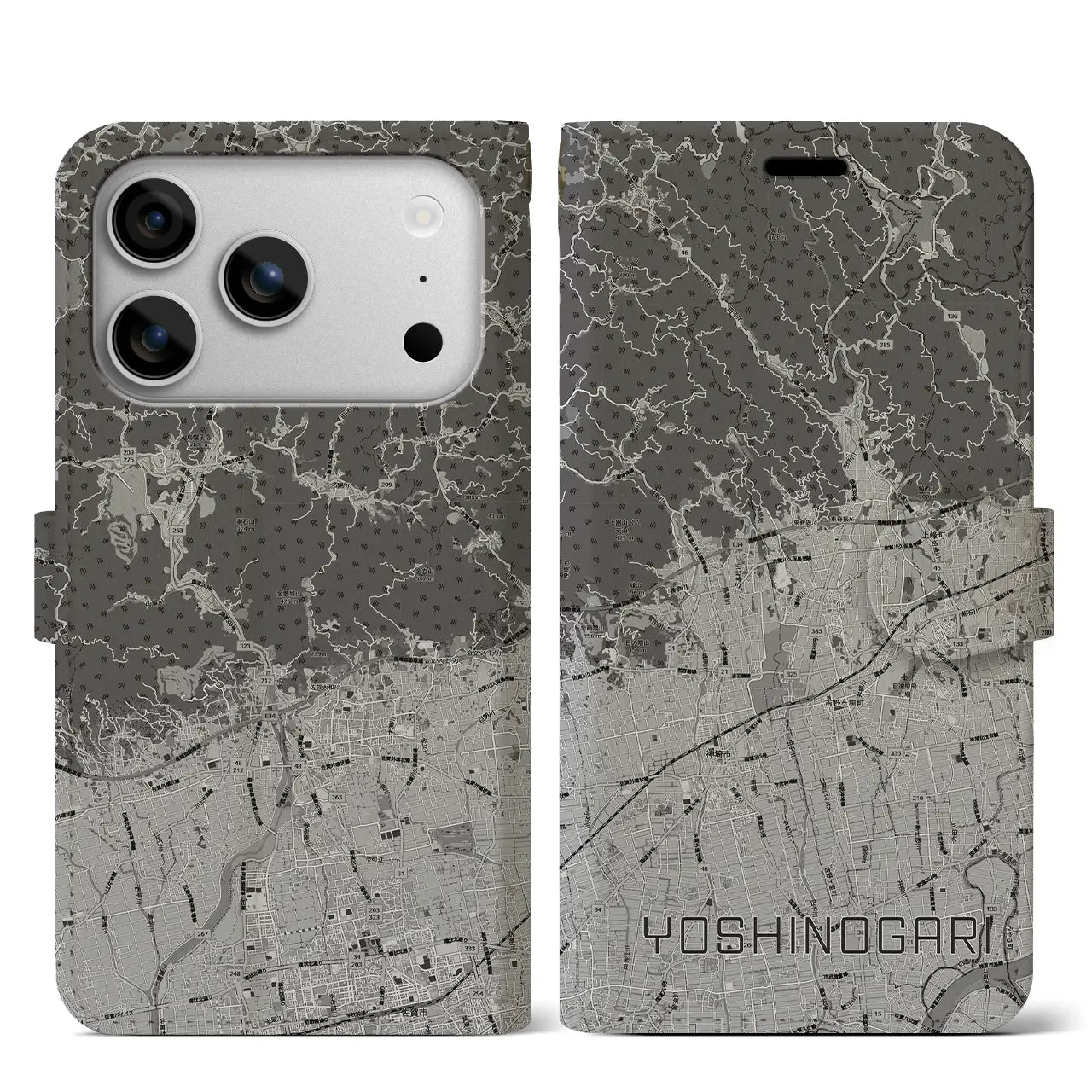 【吉野ヶ里（佐賀県）】地図柄iPhoneケース（手帳タイプ）