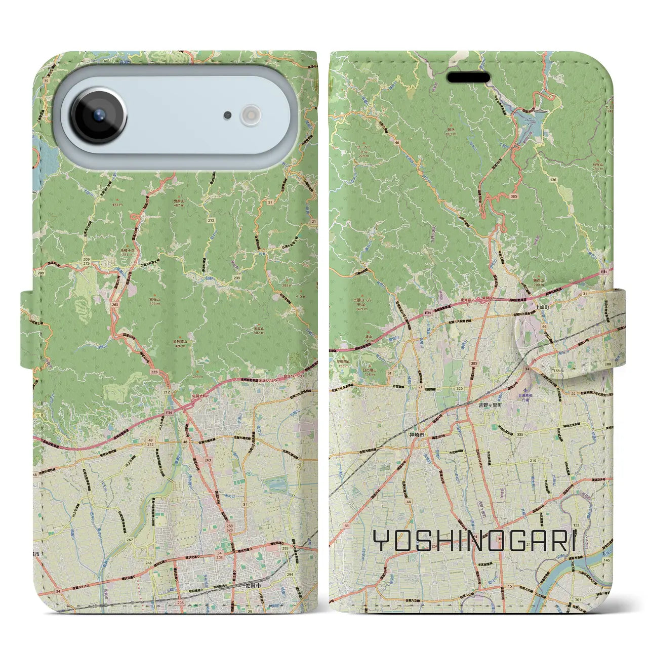 【吉野ヶ里（佐賀県）】地図柄iPhoneケース（手帳タイプ）