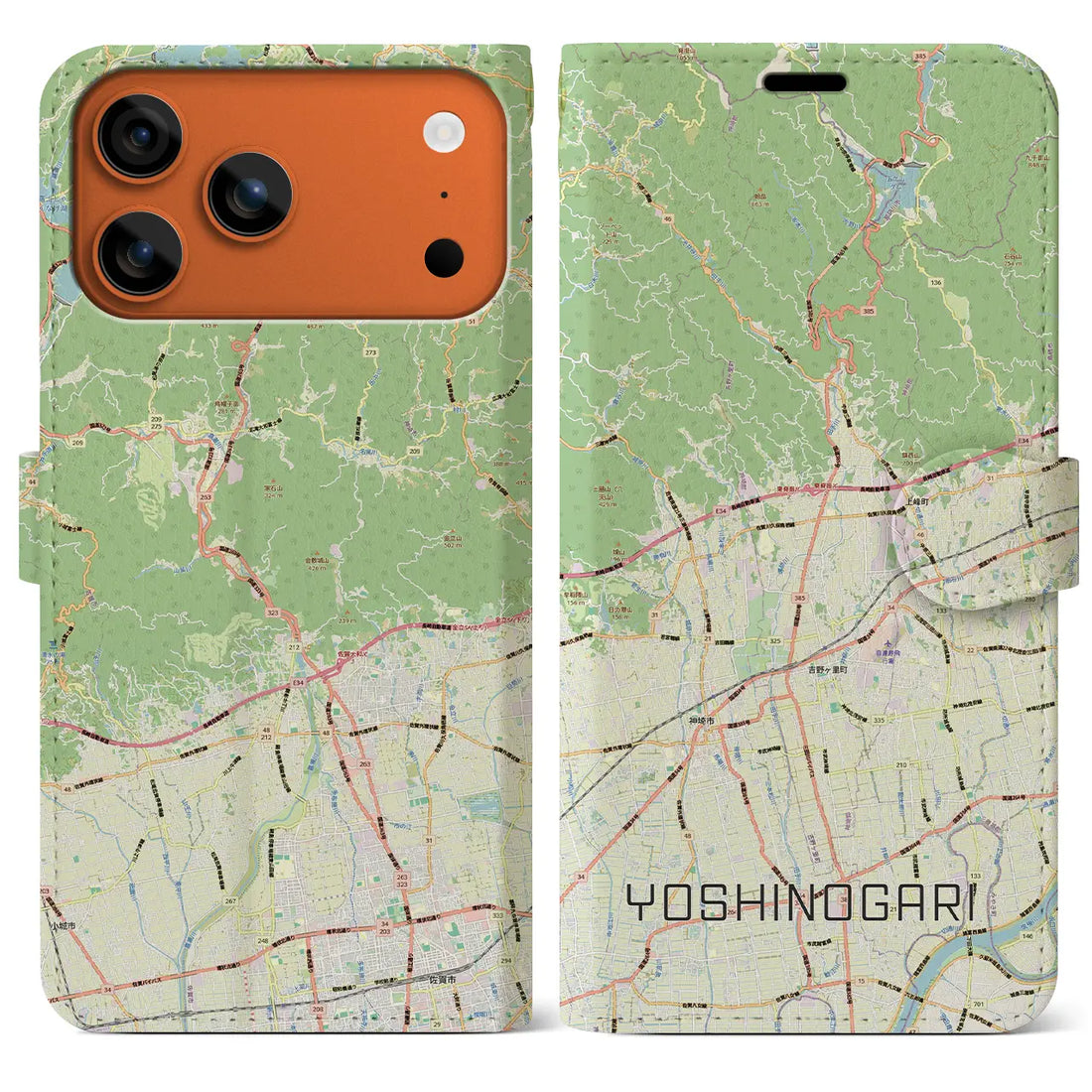 【吉野ヶ里（佐賀県）】地図柄iPhoneケース（手帳タイプ）ナチュラル・iPhone 17 Pro Max 用