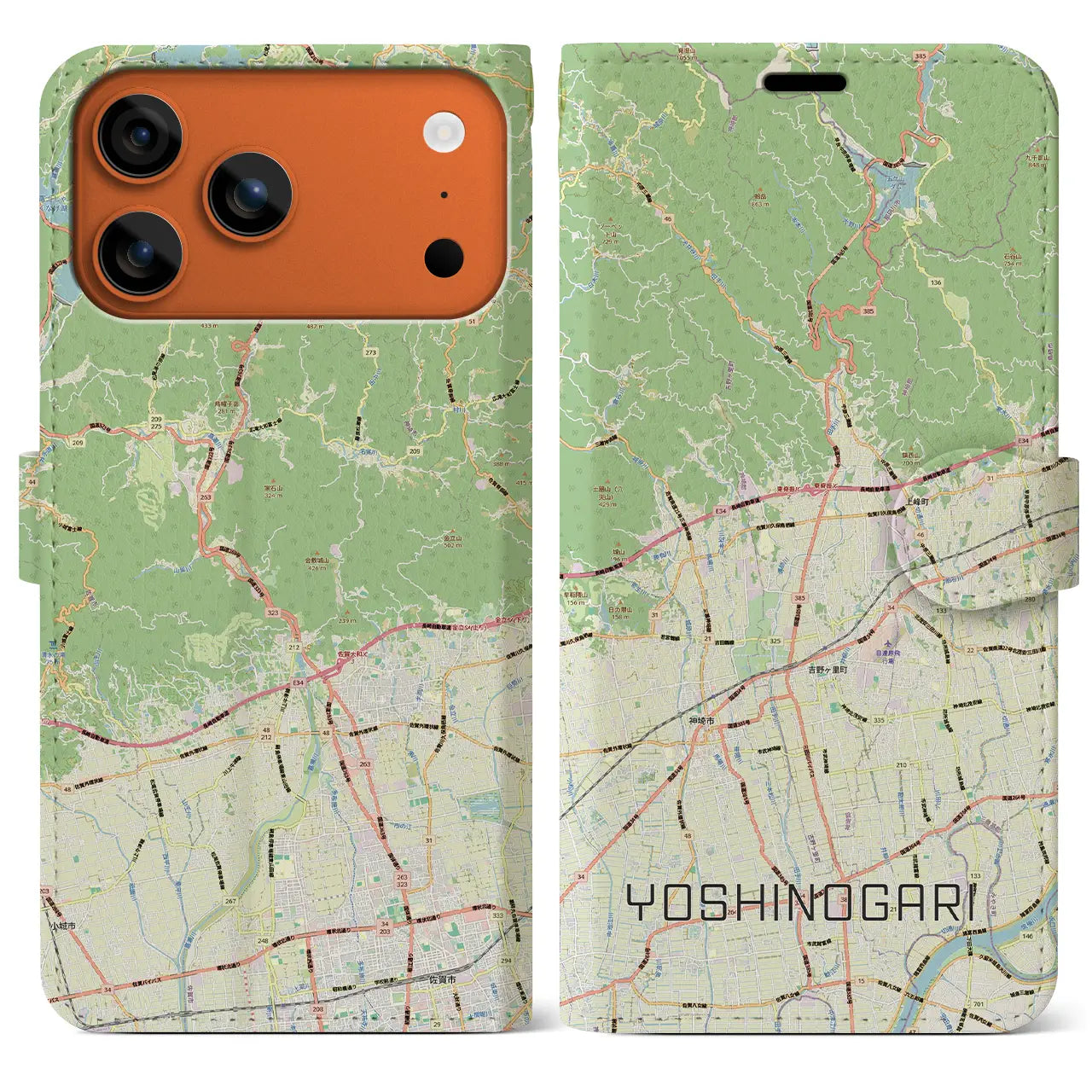 【吉野ヶ里（佐賀県）】地図柄iPhoneケース（手帳タイプ）
