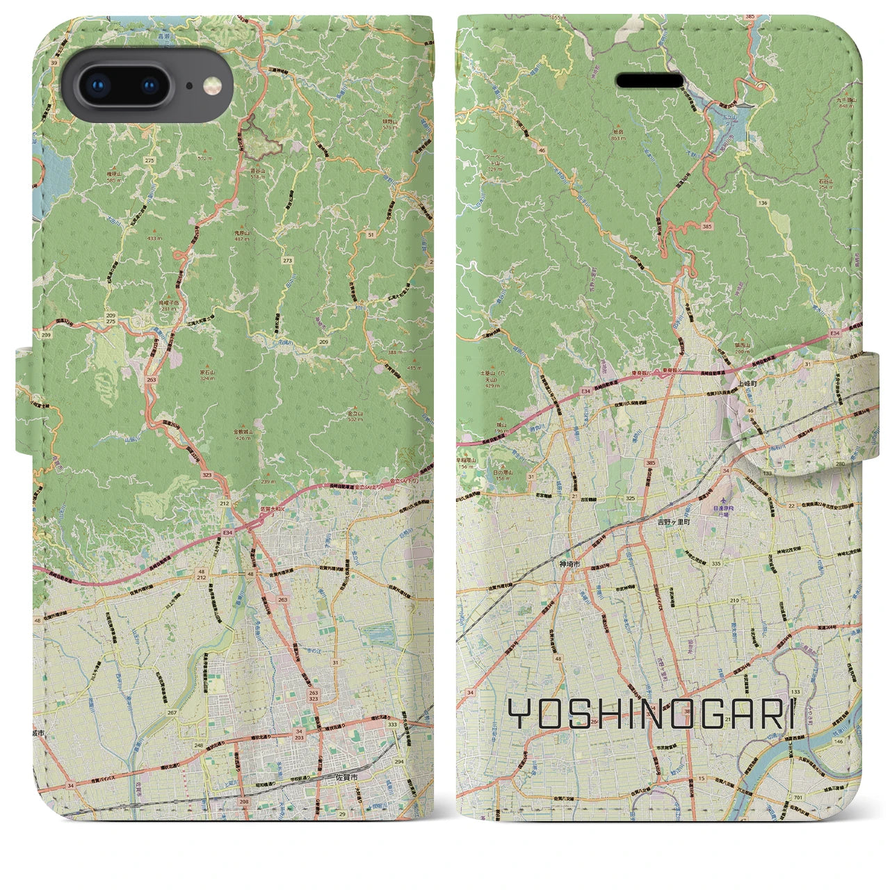 【吉野ヶ里（佐賀県）】地図柄iPhoneケース（手帳タイプ）