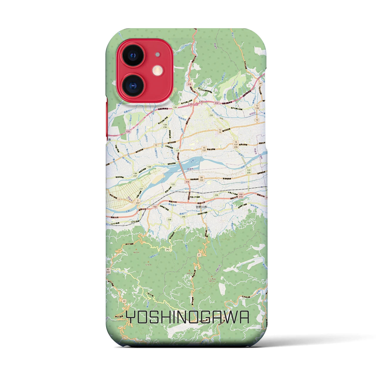 【吉野川（徳島県）】地図柄iPhoneケース（バックカバータイプ）ナチュラル・iPhone 11 用