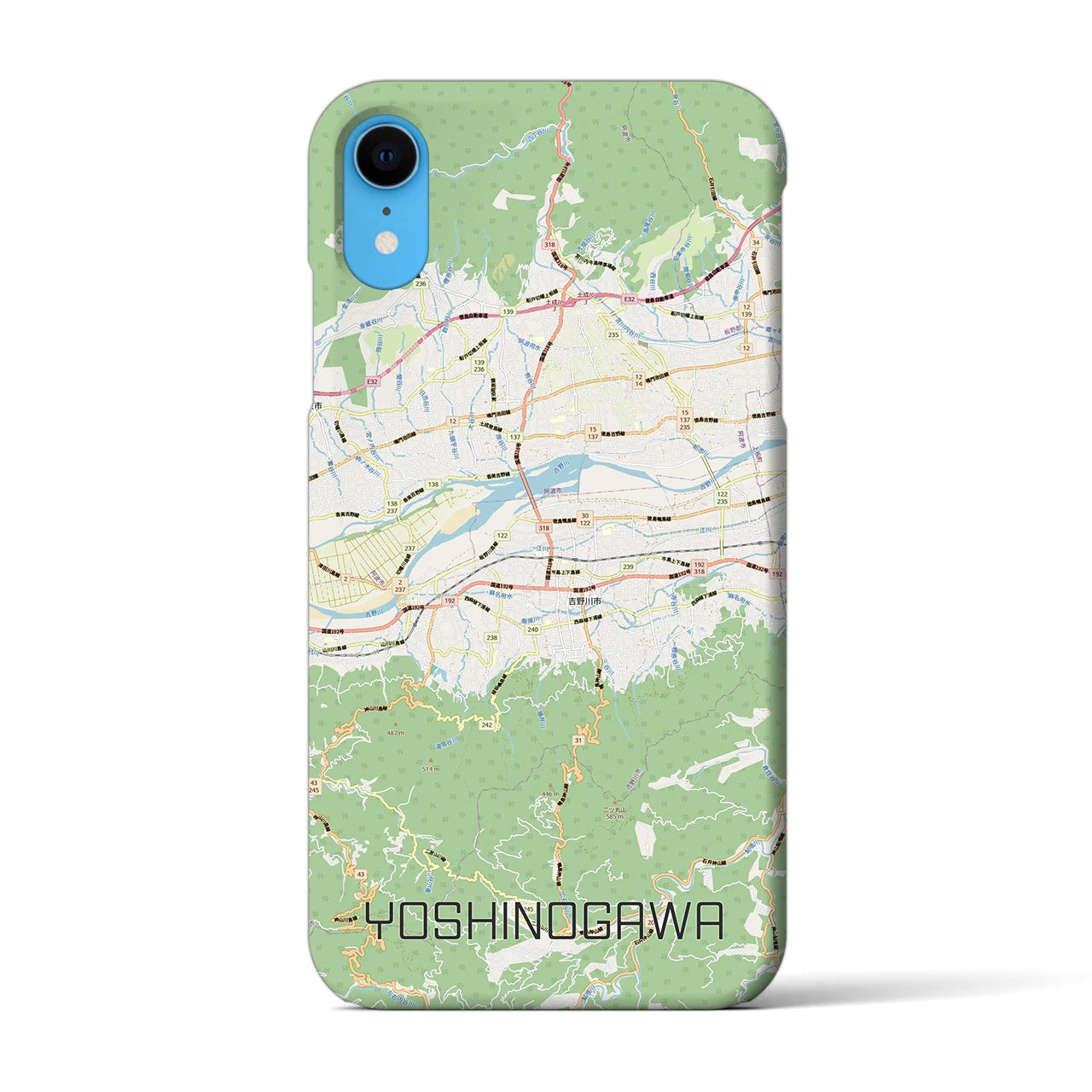 【吉野川（徳島県）】地図柄iPhoneケース（バックカバータイプ）ナチュラル・iPhone XR 用