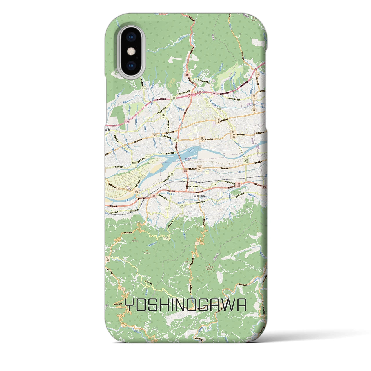 【吉野川（徳島県）】地図柄iPhoneケース（バックカバータイプ）ナチュラル・iPhone XS Max 用