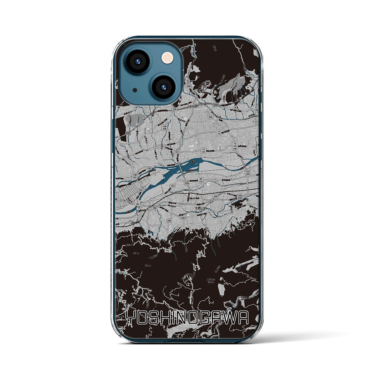 【吉野川（徳島県）】地図柄iPhoneケース（クリアタイプ）