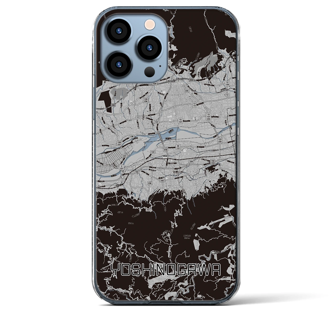 【吉野川（徳島県）】地図柄iPhoneケース（クリアタイプ）