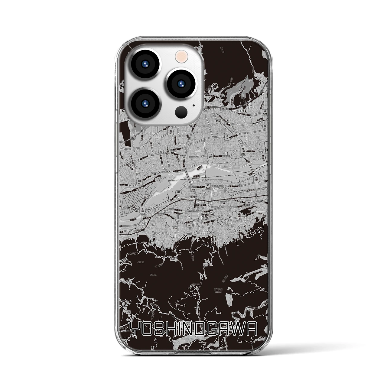 【吉野川（徳島県）】地図柄iPhoneケース（クリアタイプ）