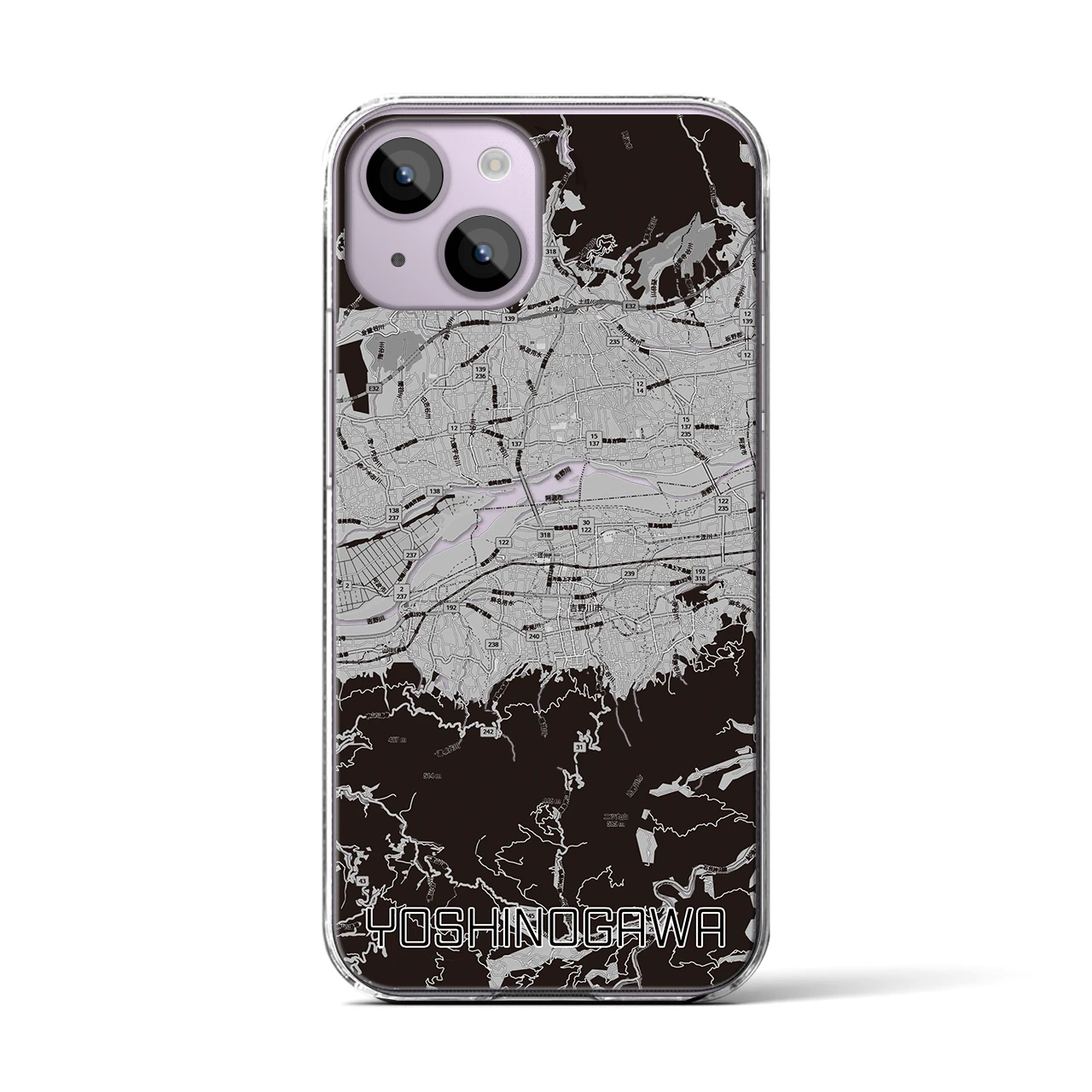 【吉野川（徳島県）】地図柄iPhoneケース（クリアタイプ）