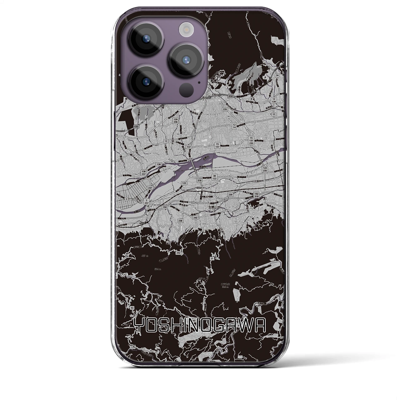 【吉野川（徳島県）】地図柄iPhoneケース（クリアタイプ）