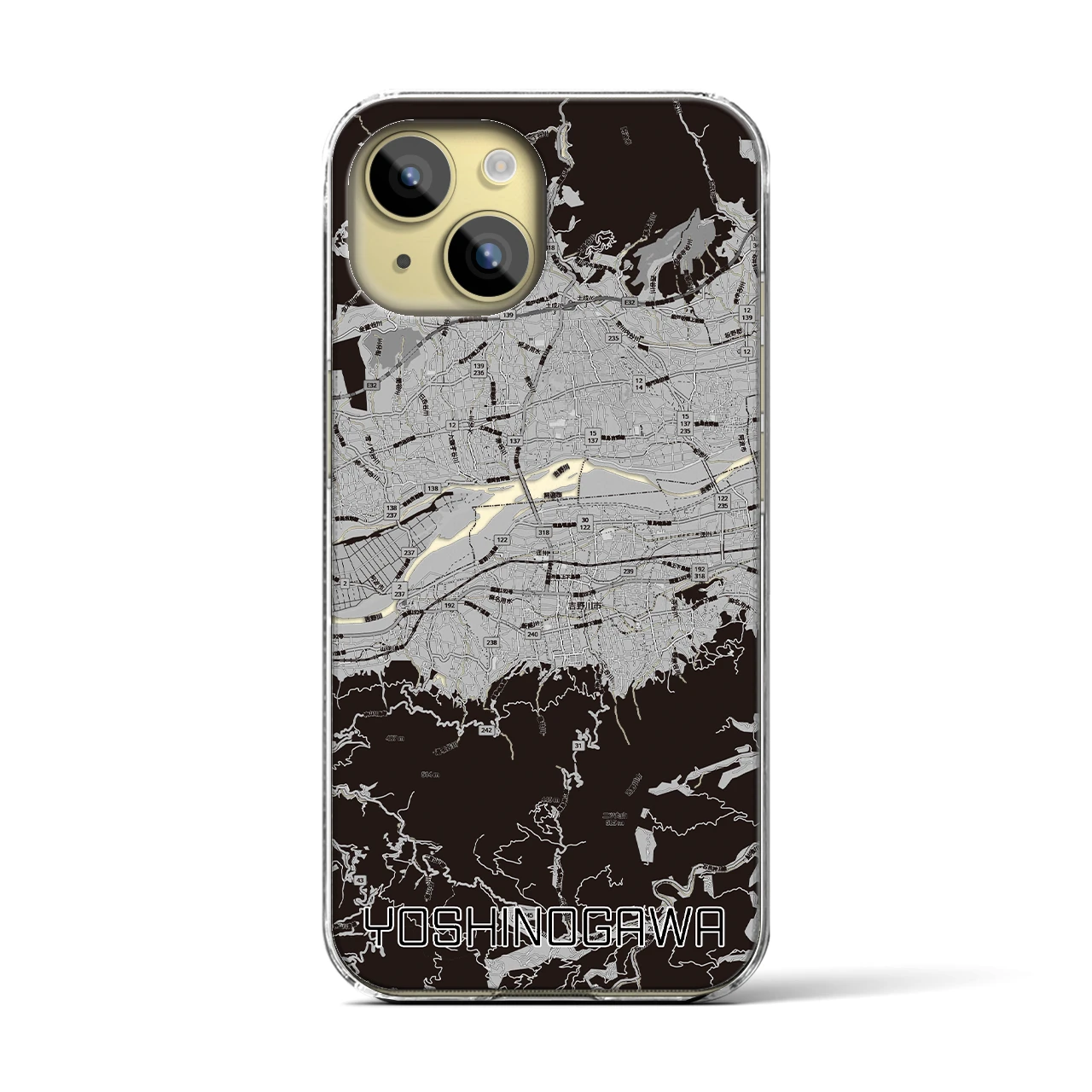 【吉野川（徳島県）】地図柄iPhoneケース（クリアタイプ）