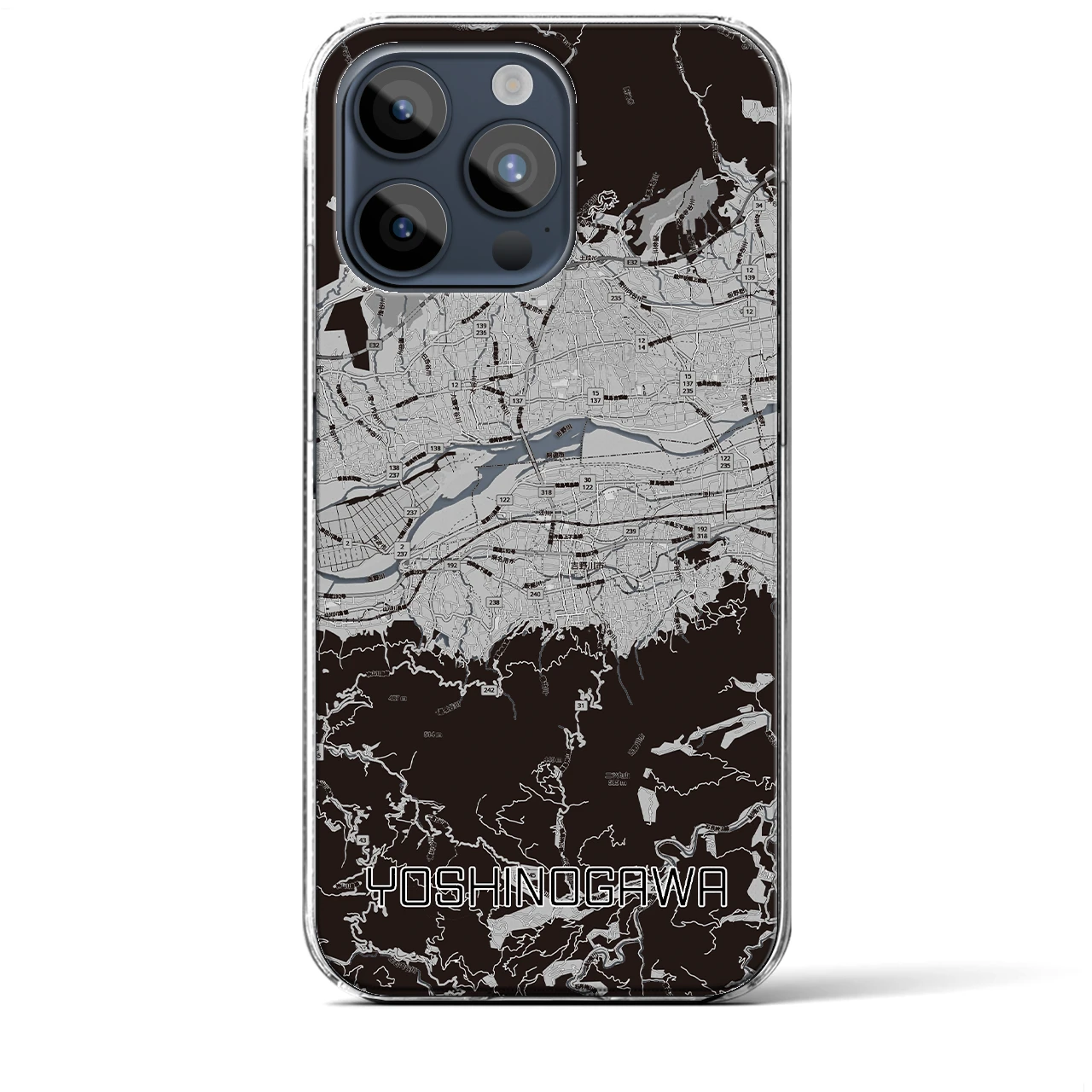 【吉野川（徳島県）】地図柄iPhoneケース（クリアタイプ）