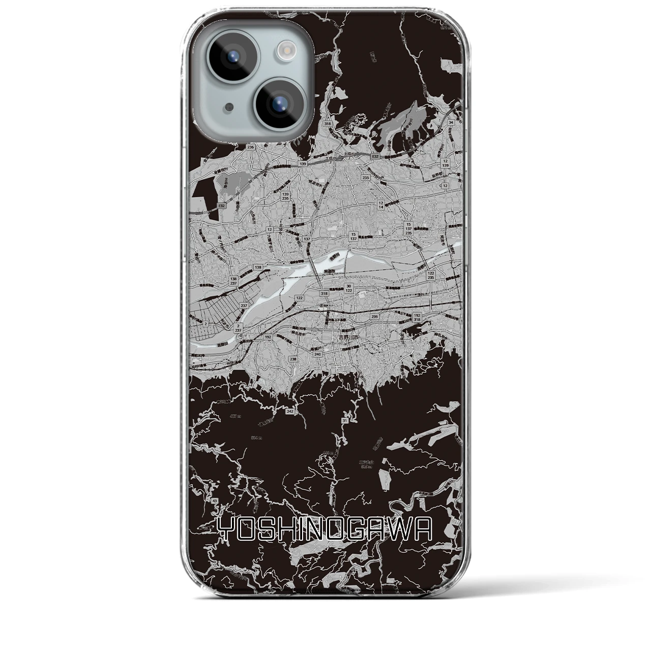 【吉野川（徳島県）】地図柄iPhoneケース（クリアタイプ）