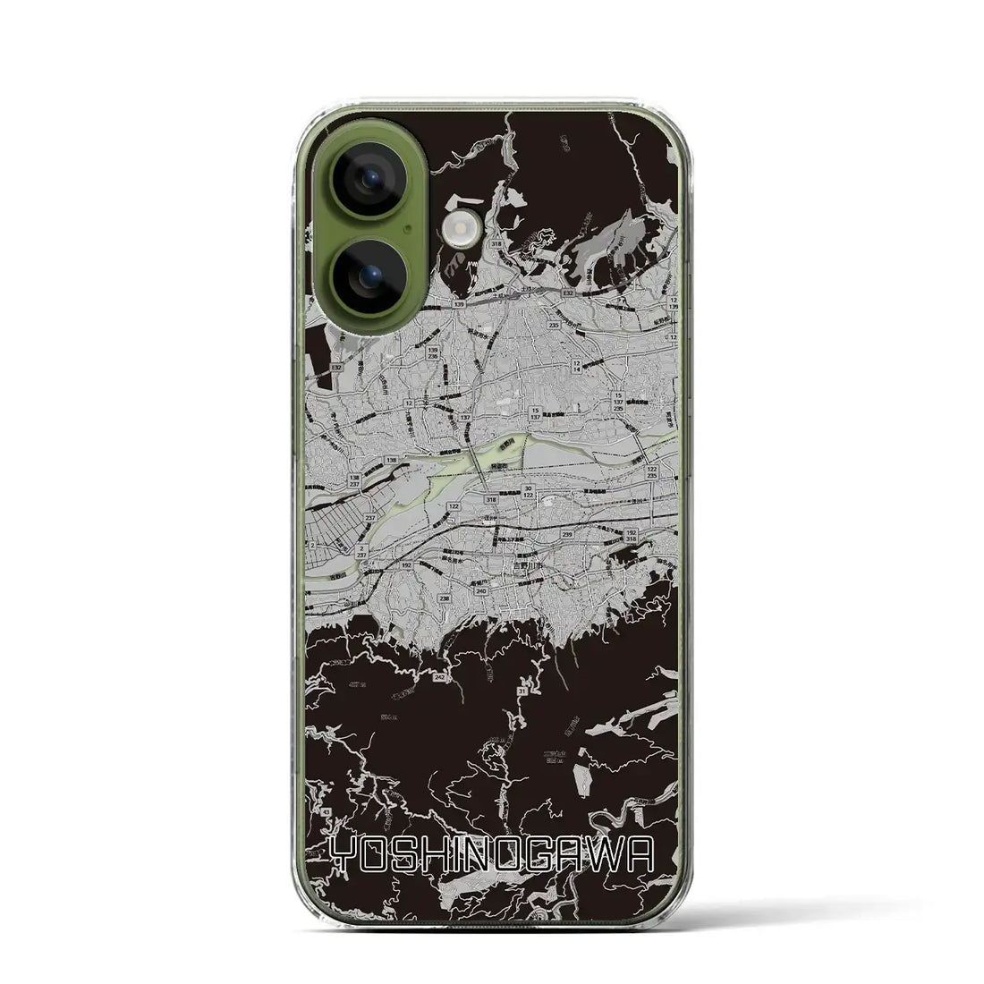 【吉野川（徳島県）】地図柄iPhoneケース（クリアタイプ）モノトーン・iPhone 17 Pro Max 用