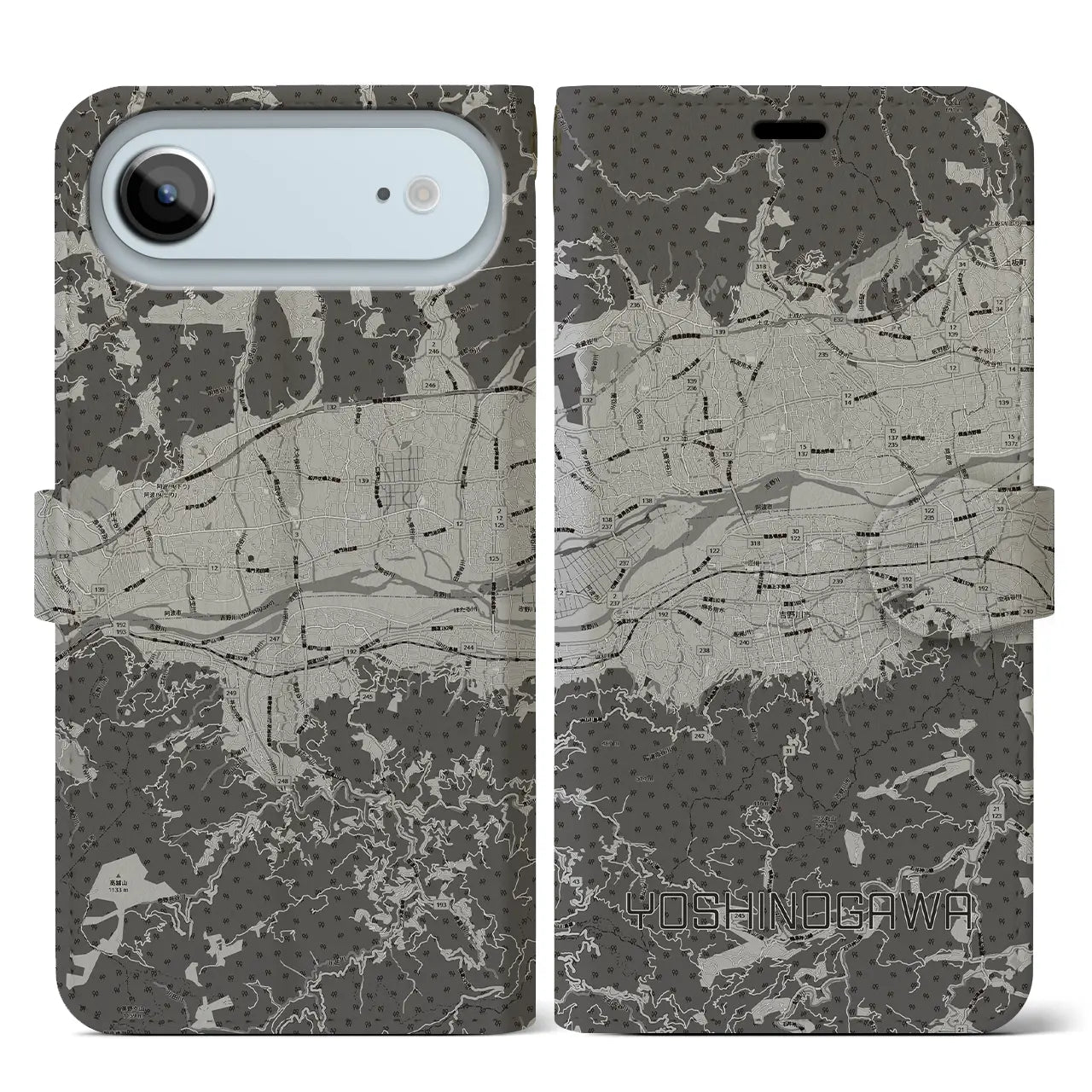 【吉野川（徳島県）】地図柄iPhoneケース（手帳タイプ）