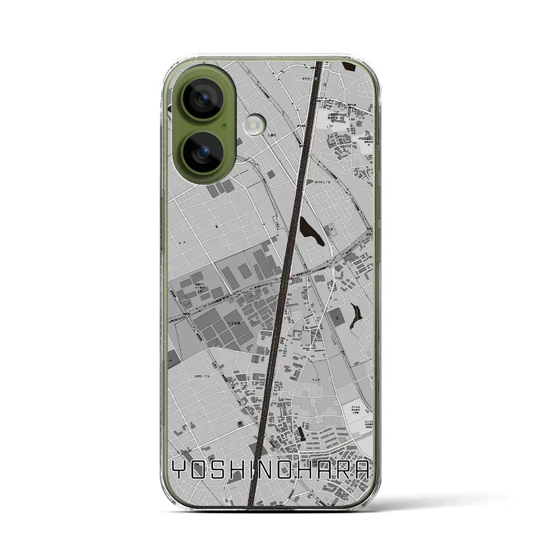 【吉野原（埼玉県）】地図柄iPhoneケース（クリアタイプ）モノトーン・iPhone 17 Pro Max 用