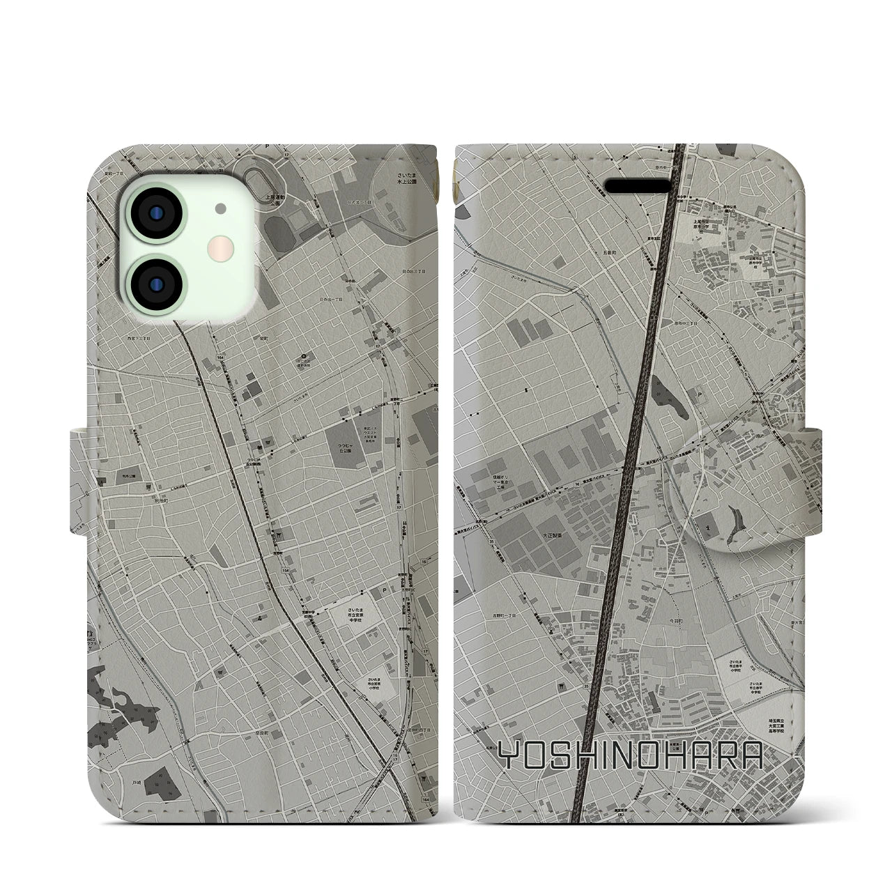 【吉野原（埼玉県）】地図柄iPhoneケース（手帳タイプ）