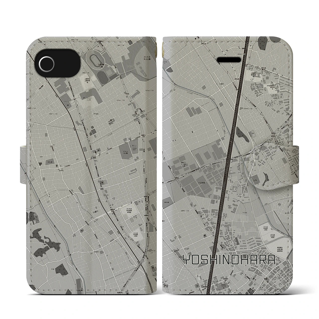 【吉野原（埼玉県）】地図柄iPhoneケース（手帳タイプ）