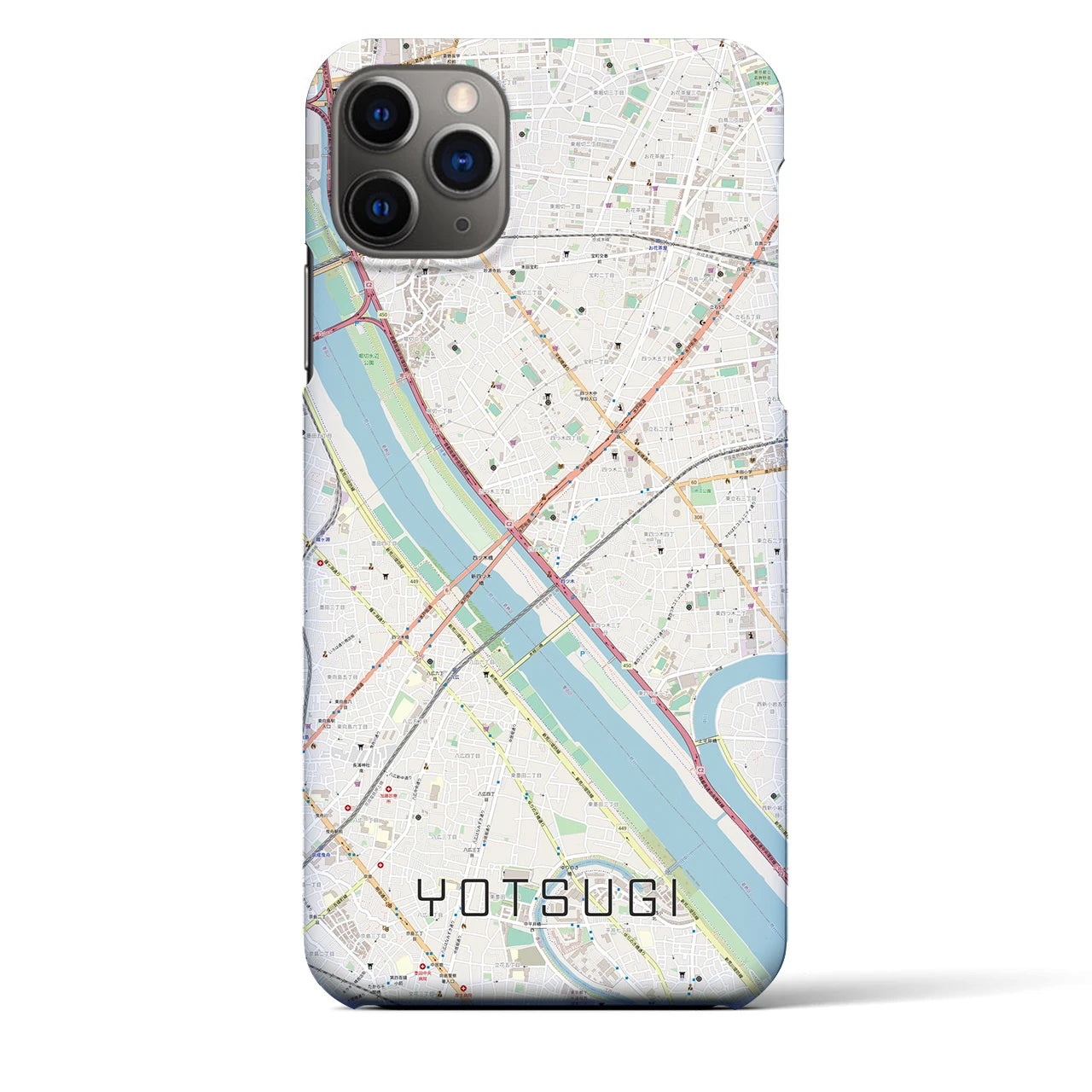 【四ツ木（東京都）】地図柄iPhoneケース（バックカバータイプ）