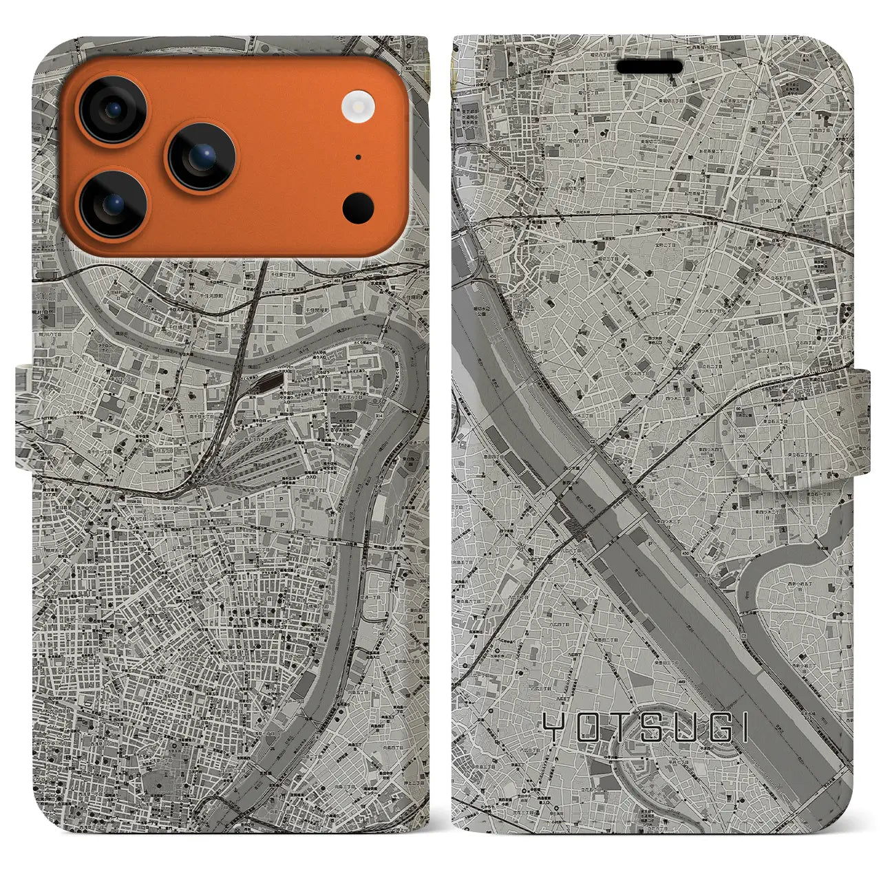 【四ツ木（東京都）】地図柄iPhoneケース（手帳タイプ）