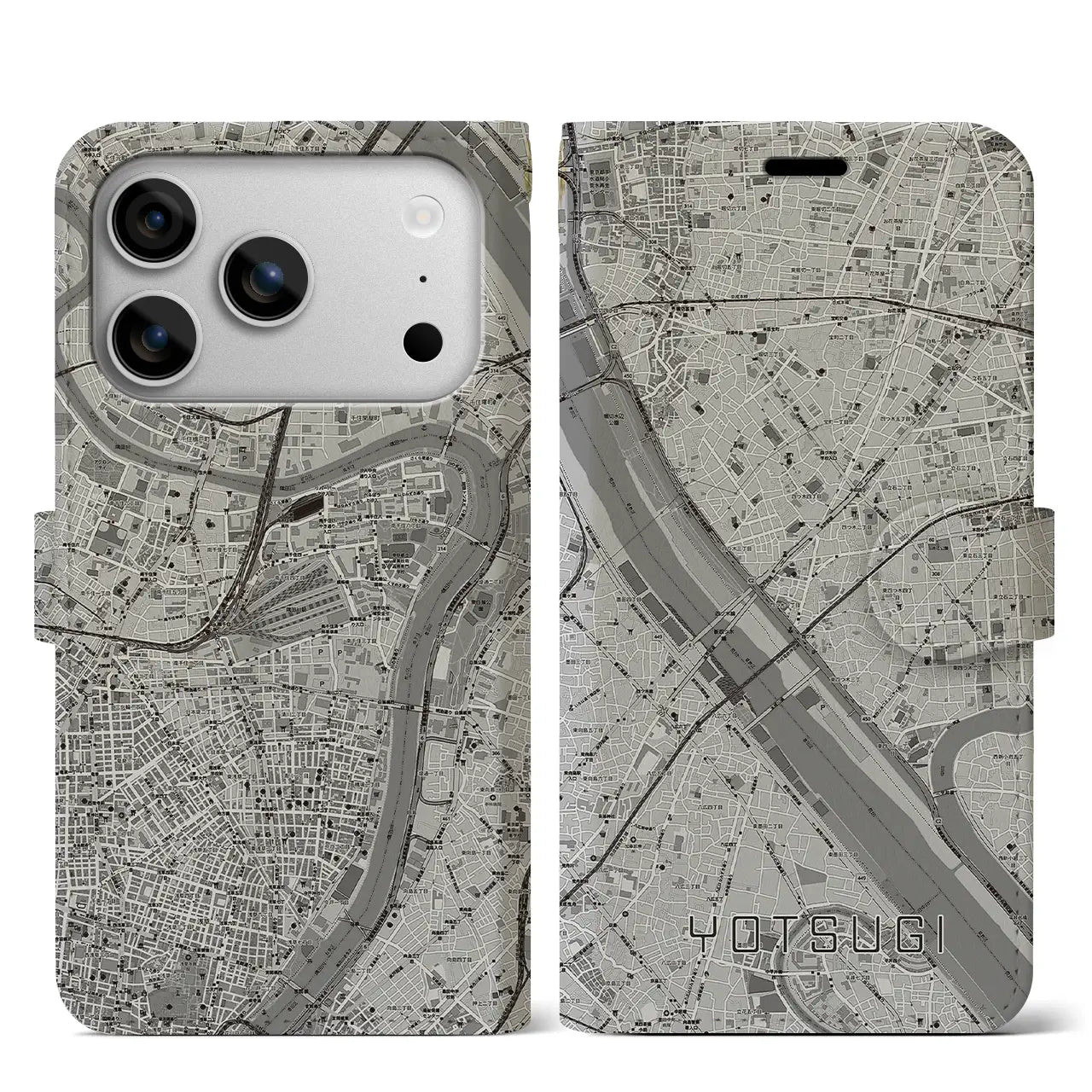 【四ツ木（東京都）】地図柄iPhoneケース（手帳タイプ）