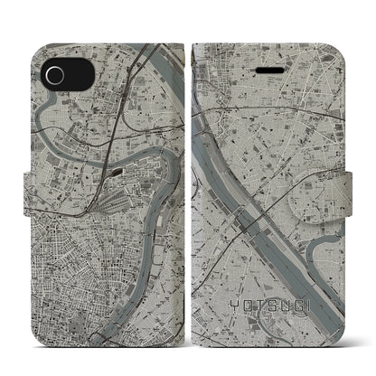 【四ツ木（東京都）】地図柄iPhoneケース（手帳タイプ）モノトーン・iPhone SE（第3 / 第2世代） / 8 / 7 / 6s / 6 用