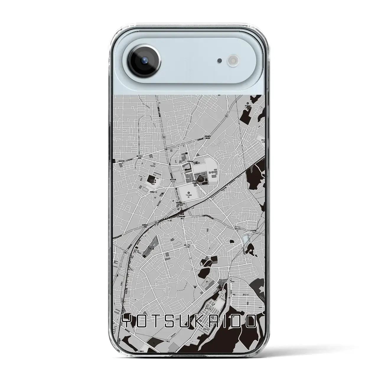 【四街道（千葉県）】地図柄iPhoneケース（クリアタイプ）モノトーン・iPhone 17 Pro Max 用