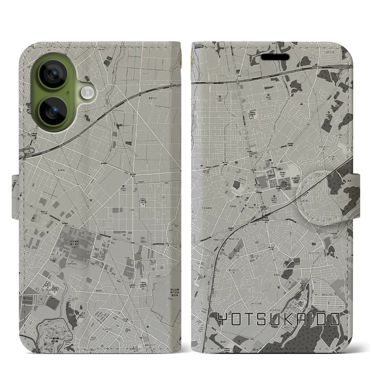 【四街道（千葉県）】地図柄iPhoneケース（手帳タイプ）