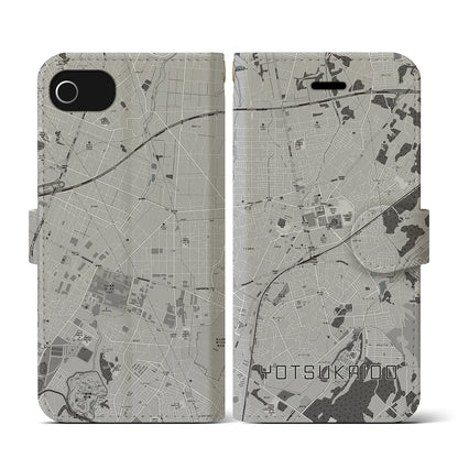 【四街道（千葉県）】地図柄iPhoneケース（手帳タイプ）モノトーン・iPhone SE（第3 / 第2世代） / 8 / 7 / 6s / 6 用