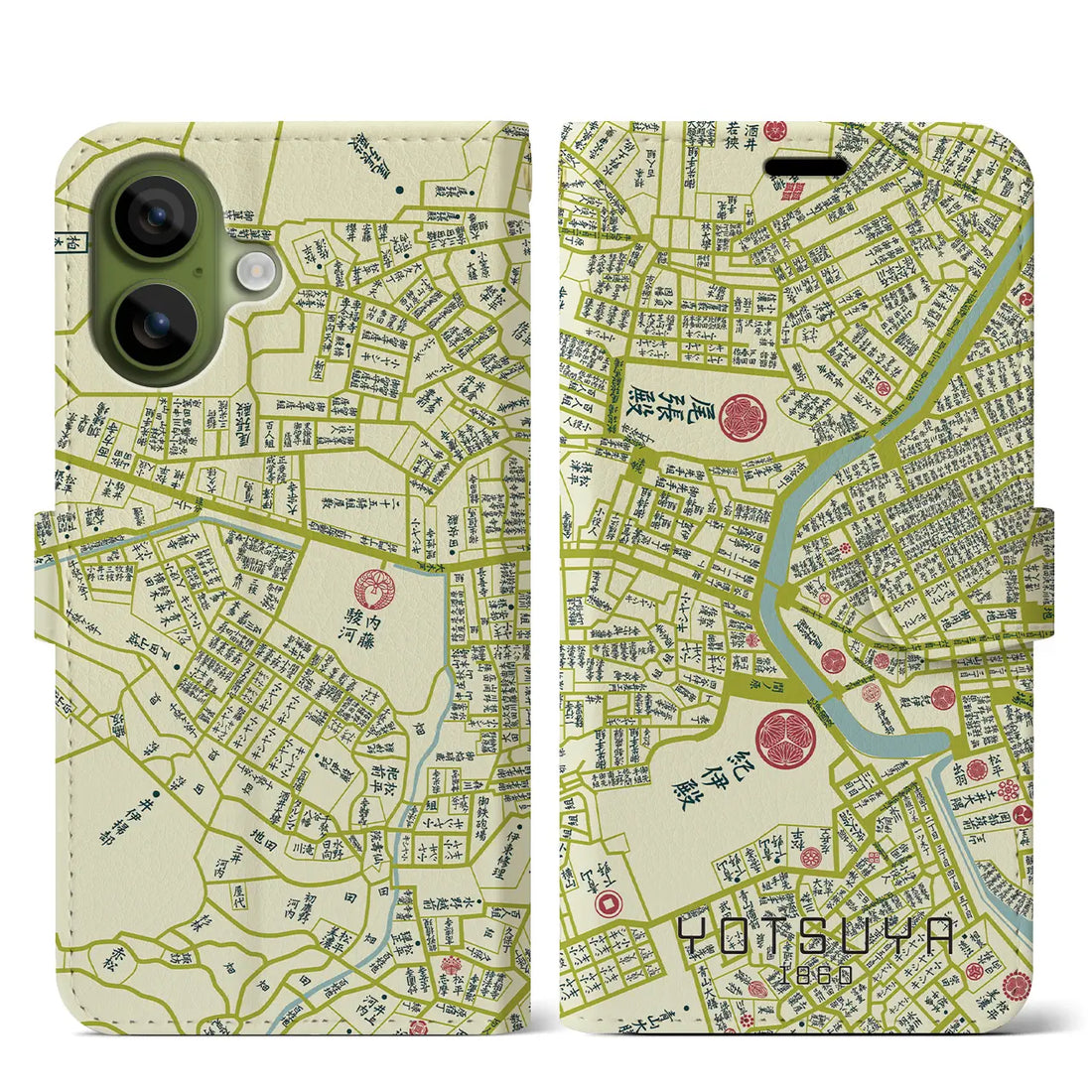 【四ツ谷(東京都)】万延江戸図iPhoneケース(手帳タイプ)ナチュラル・iPhone 17 Pro Max 用