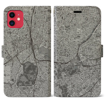 【四ツ谷（東京都）】地図柄iPhoneケース（手帳タイプ）モノトーン・iPhone 11 用
