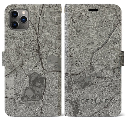 【四ツ谷（東京都）】地図柄iPhoneケース（手帳タイプ）モノトーン・iPhone 11 Pro Max 用