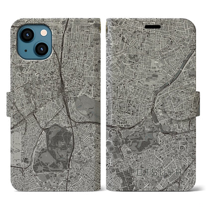 【四ツ谷（東京都）】地図柄iPhoneケース（手帳タイプ）モノトーン・iPhone 13 用