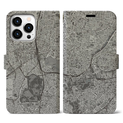 【四ツ谷（東京都）】地図柄iPhoneケース（手帳タイプ）モノトーン・iPhone 13 Pro 用